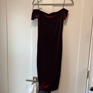 Maroon velvet midi dress